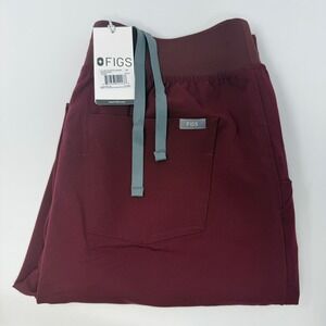 FIGS High Waisted Zamora Scrub Pants Burgundy Maroon Jogger Womens Large NEW